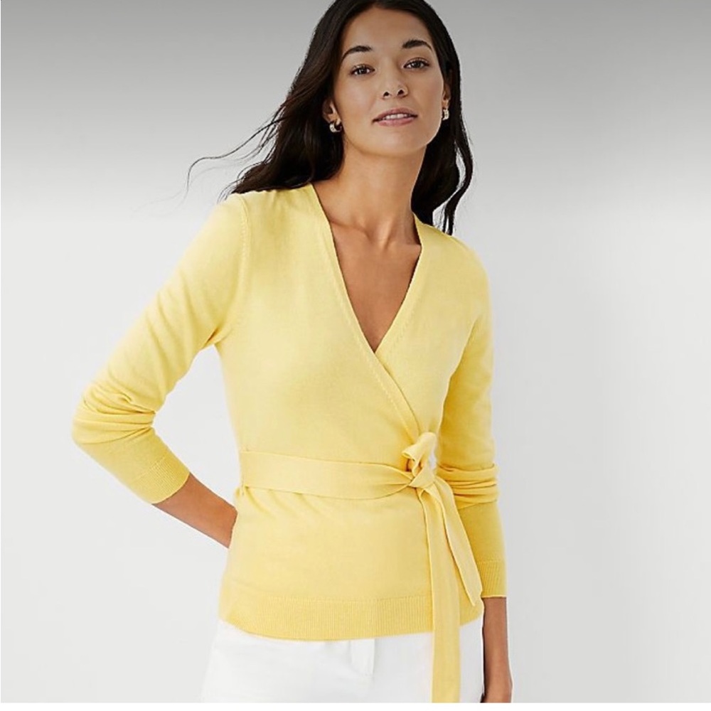 Ann Taylor yellow wrap style sweater